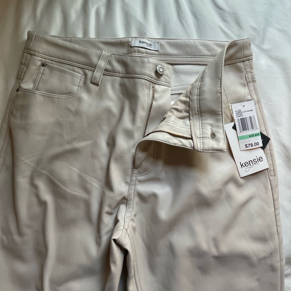Kensie cream leather pants